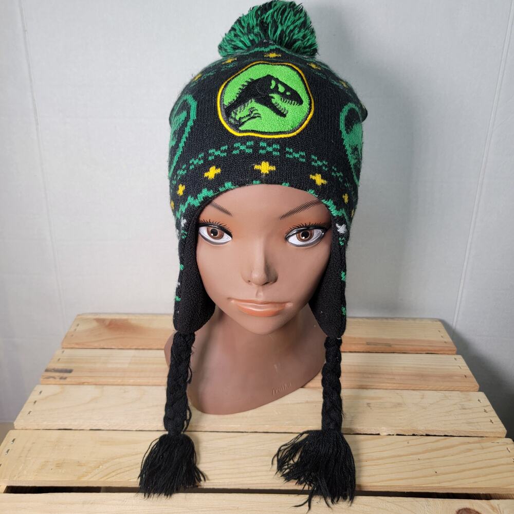 Jurassic World Knit Trapper Beanie w/ Single Pom Pom - Size Youth OSFM